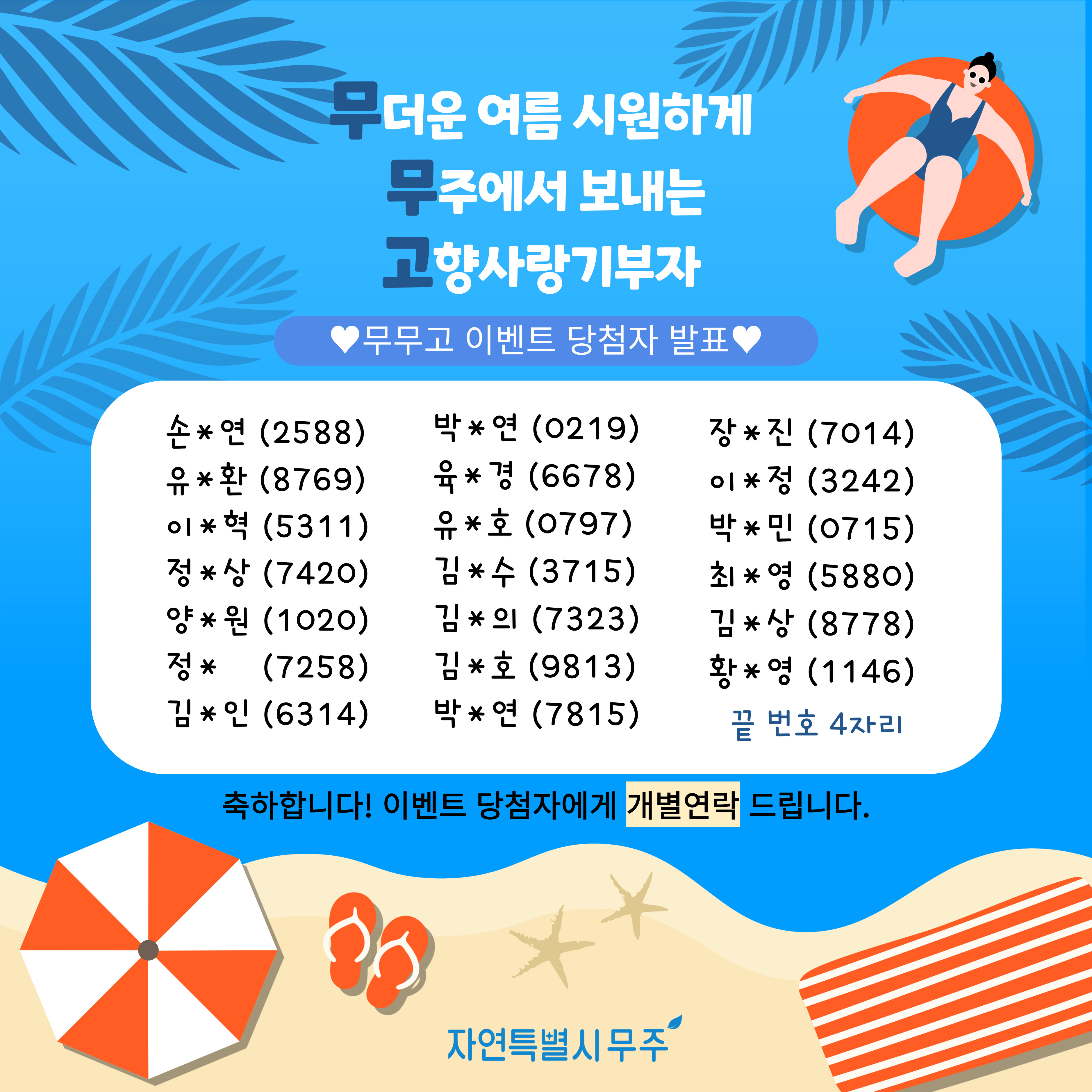 [당첨자 발표] 고향사랑기부 감사이벤트 (☆무무고이벤트 당첨자☆)