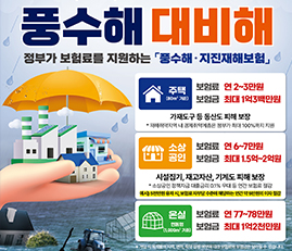풍수해 대비해
정부가 보험료를 지원하는 풍수해·지진재해보험