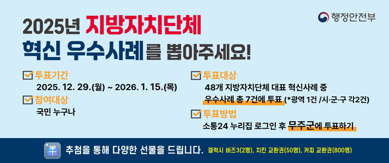 2025년 지방자치단체 혁신 우수사례를 뽑아주세요
